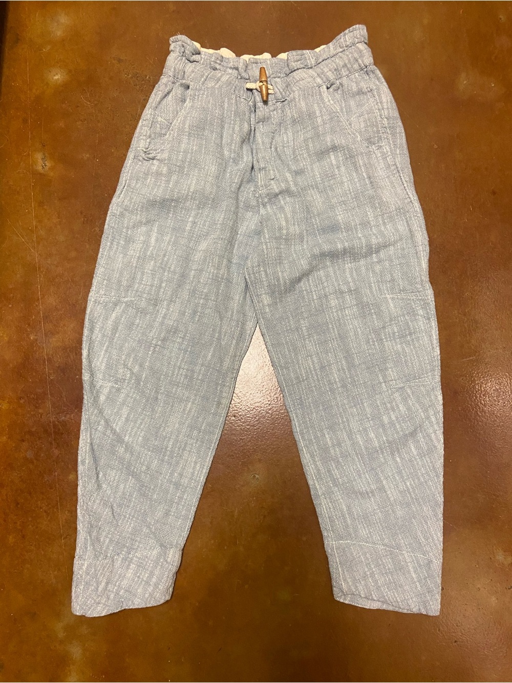 Free People Paradise Linen Blend Chambray Ankle/Crop Pants Size XS Coastal Beach - Picture 6 of 15
